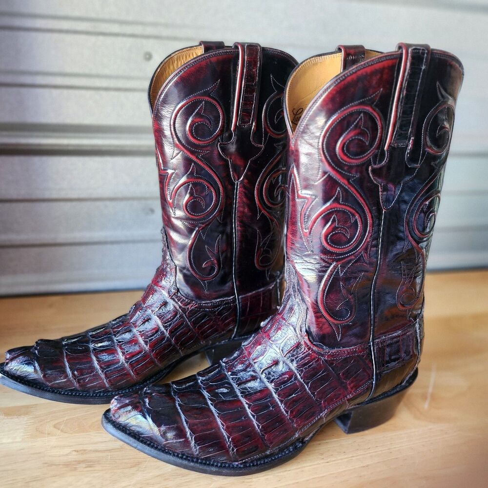 Lucchese Handmade Hornback Crocodile Tail Cowboy Boot Men 10E Western